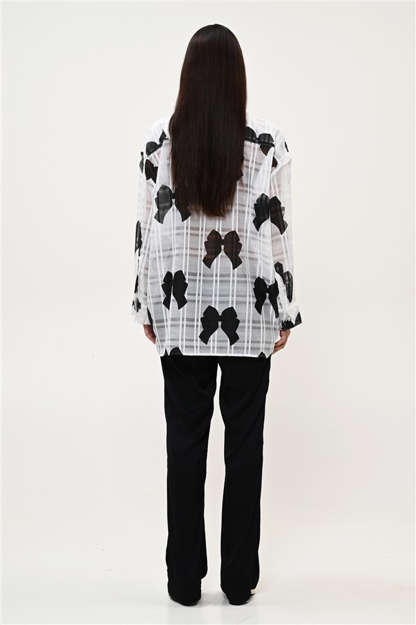 BOOM 033 BOW SHIRT B/W